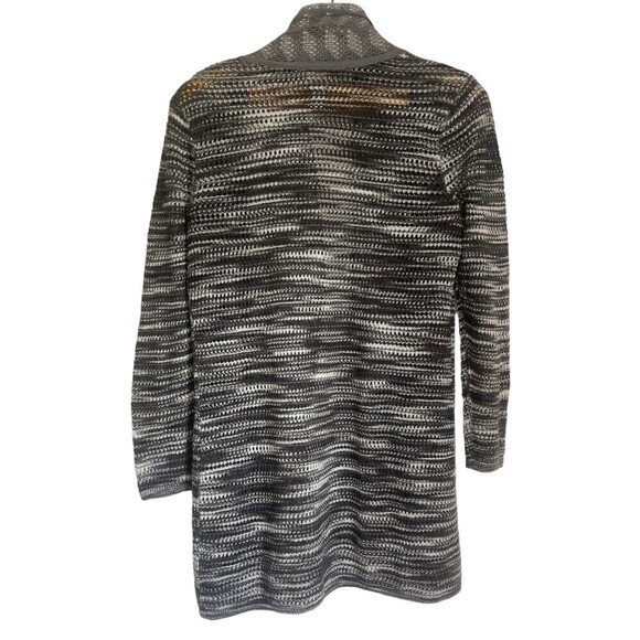 Chico's Wool Blend Gray /Black Heavy Knit Open front Cardigan SZ: 1 US SZ: M/8 - Picture 2 of 3